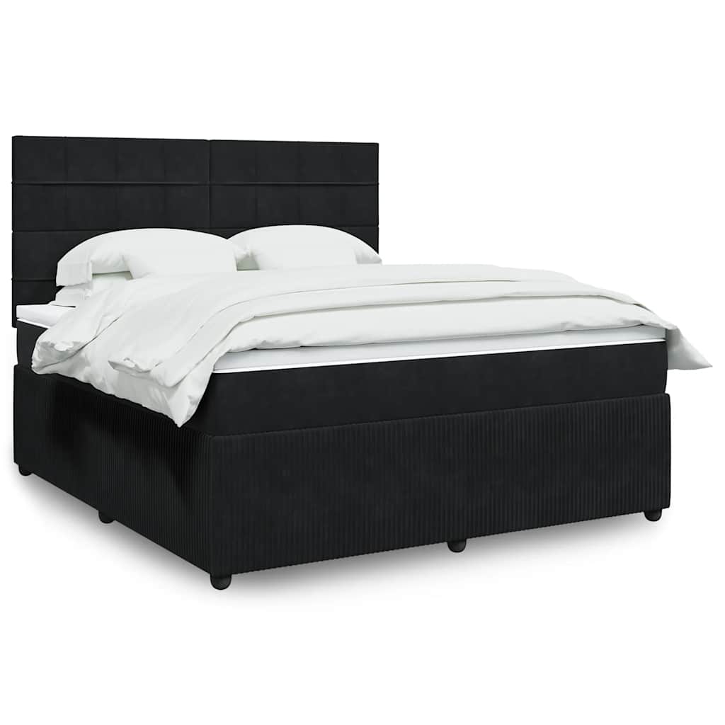 Κρεβάτι Boxspring με Στρώμα Μαύρο 180x200 εκ. Βελούδινο - Pakobazaar