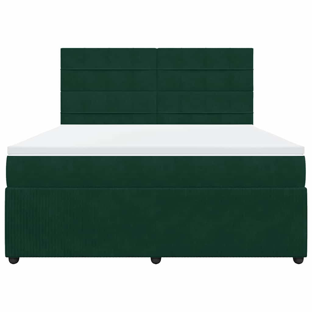 Κρεβάτι Boxspring με Στρώμα Σκούρο Πράσινο 180x200εκ. Βελούδινο