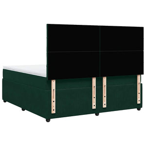 Κρεβάτι Boxspring με Στρώμα Σκούρο Πράσινο 180x200εκ. Βελούδινο