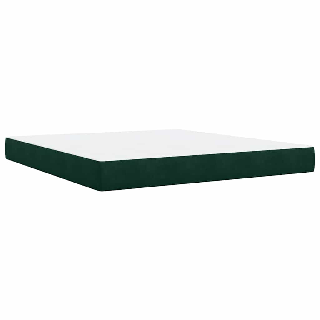 Κρεβάτι Boxspring με Στρώμα Σκούρο Πράσινο 180x200εκ. Βελούδινο
