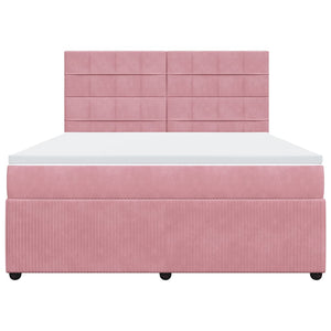 Κρεβάτι Boxspring με Στρώμα Ροζ 180x200 εκ. Βελούδινο