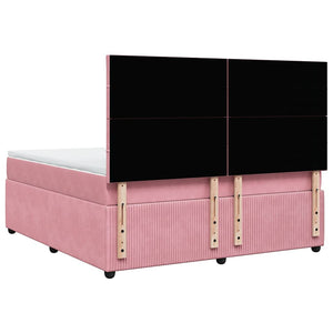 Κρεβάτι Boxspring με Στρώμα Ροζ 180x200 εκ. Βελούδινο