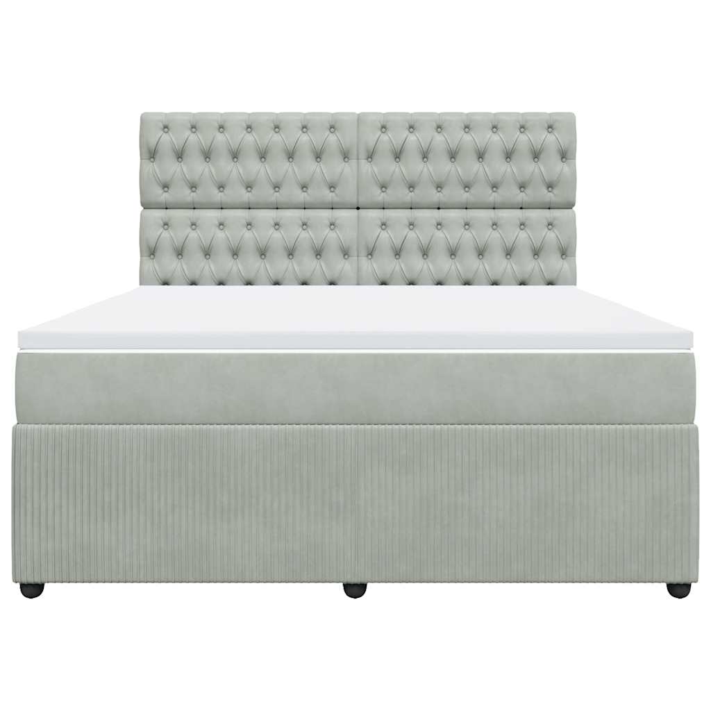 Κρεβάτι Boxspring με Στρώμα Ανοιχτό Γκρι 180x200 εκ. Βελούδινο - Pakobazaar