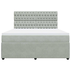 Κρεβάτι Boxspring με Στρώμα Ανοιχτό Γκρι 180x200 εκ. Βελούδινο - Pakobazaar