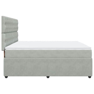 Κρεβάτι Boxspring με Στρώμα Ανοιχτό Γκρι 180x200 εκ. Βελούδινο - Pakobazaar