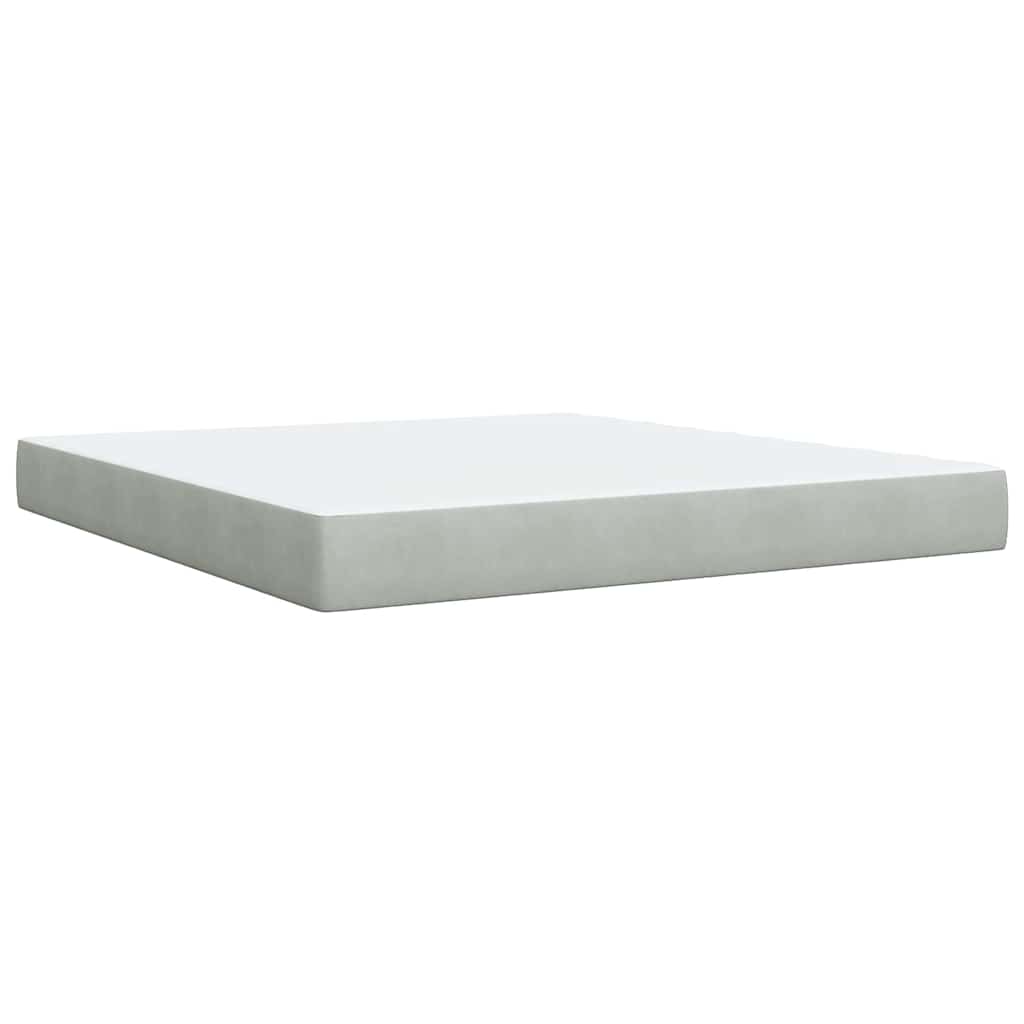 Κρεβάτι Boxspring με Στρώμα Ανοιχτό Γκρι 180x200 εκ. Βελούδινο - Pakobazaar