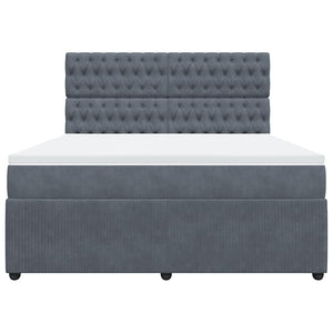 Κρεβάτι Boxspring με Στρώμα Σκούρο Γκρι 180x200 εκ. Βελούδινο
