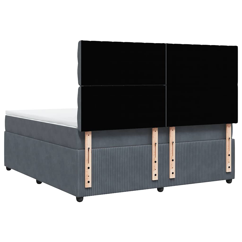 Κρεβάτι Boxspring με Στρώμα Σκούρο Γκρι 180x200 εκ. Βελούδινο