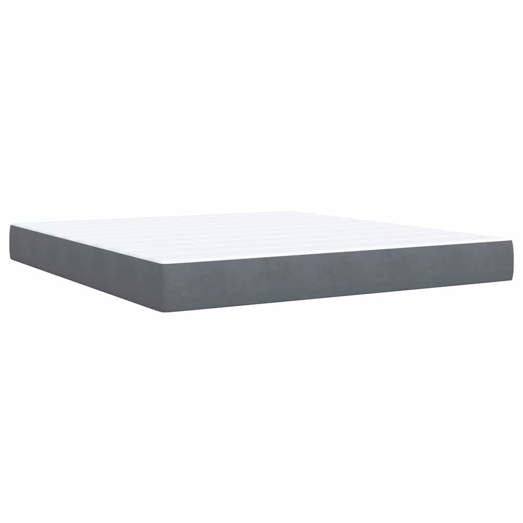 Κρεβάτι Boxspring με Στρώμα Σκούρο Γκρι 180x200 εκ. Βελούδινο