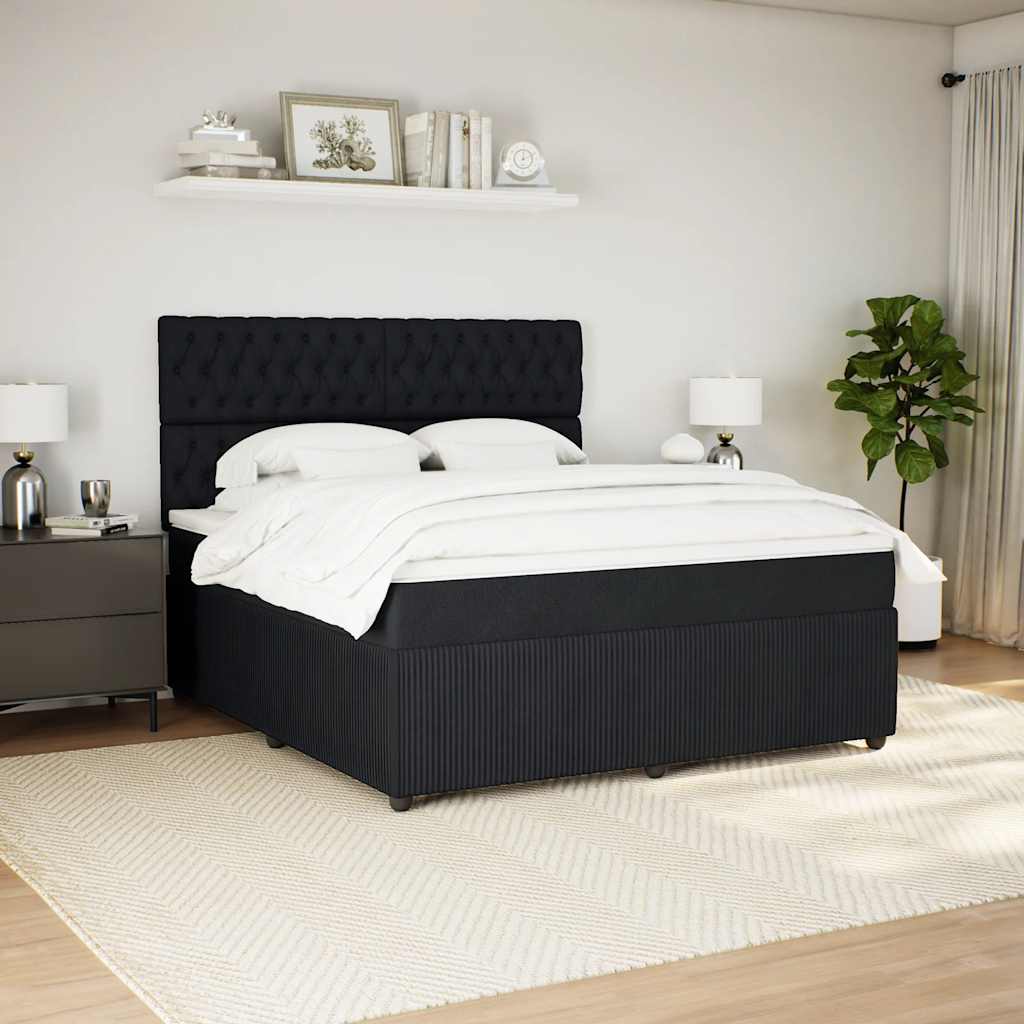 Κρεβάτι Boxspring με Στρώμα Μαύρο 180x200 εκ. Βελούδινο - Pakobazaar