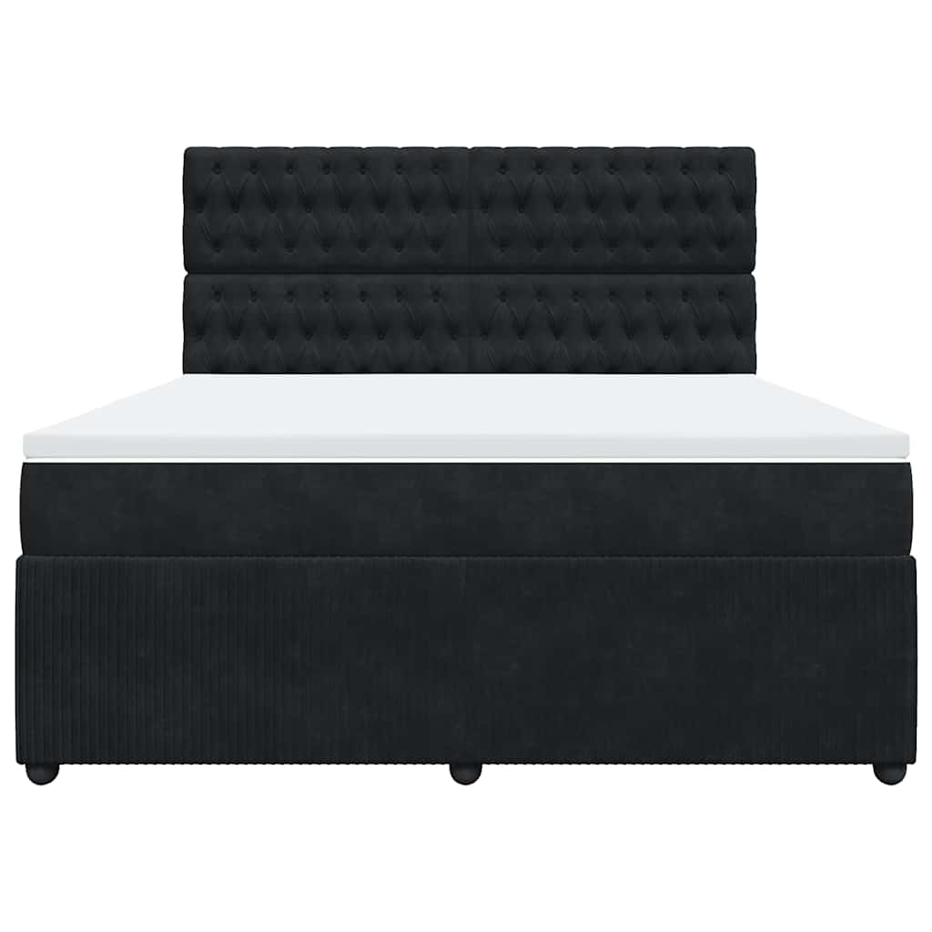 Κρεβάτι Boxspring με Στρώμα Μαύρο 180x200 εκ. Βελούδινο - Pakobazaar