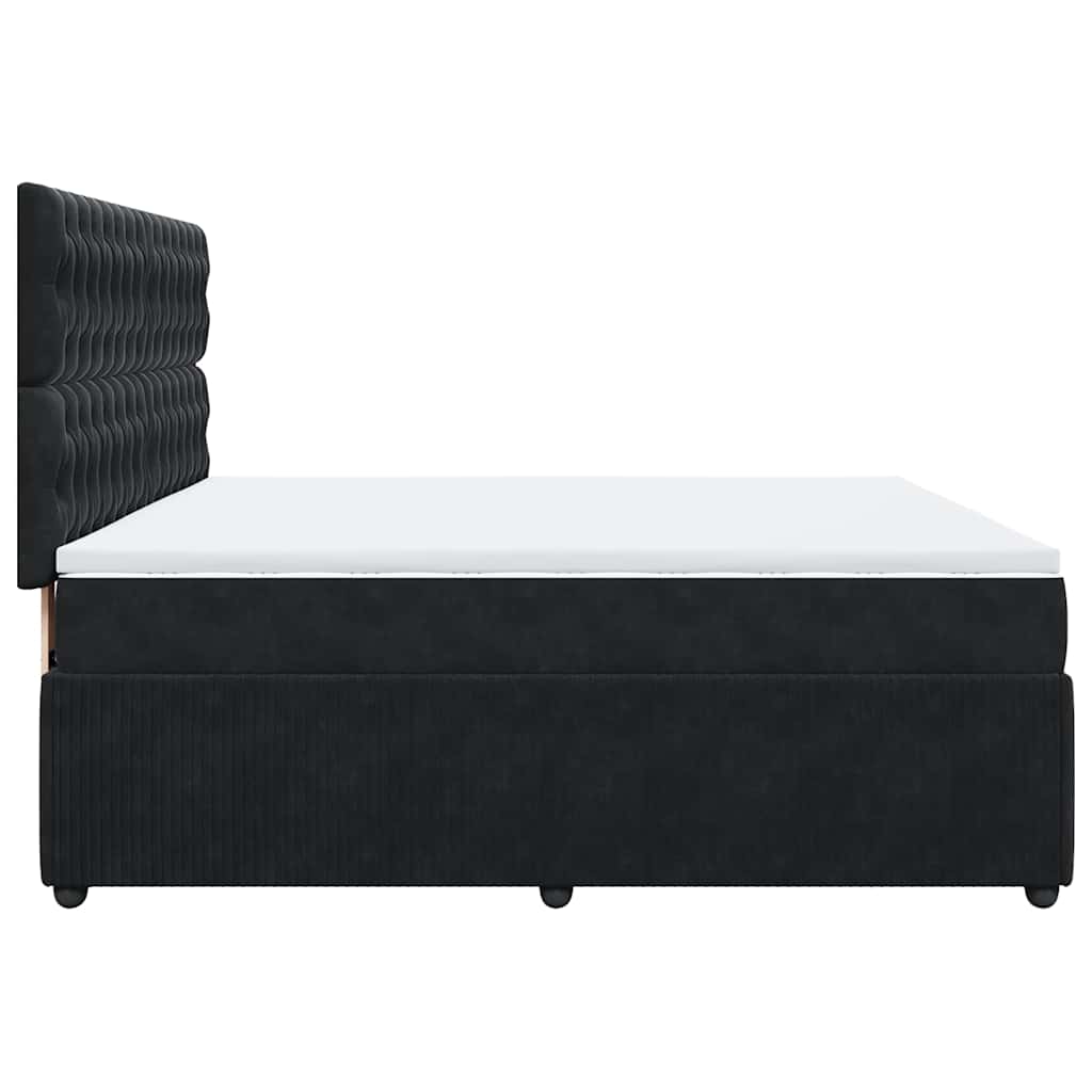 Κρεβάτι Boxspring με Στρώμα Μαύρο 180x200 εκ. Βελούδινο - Pakobazaar