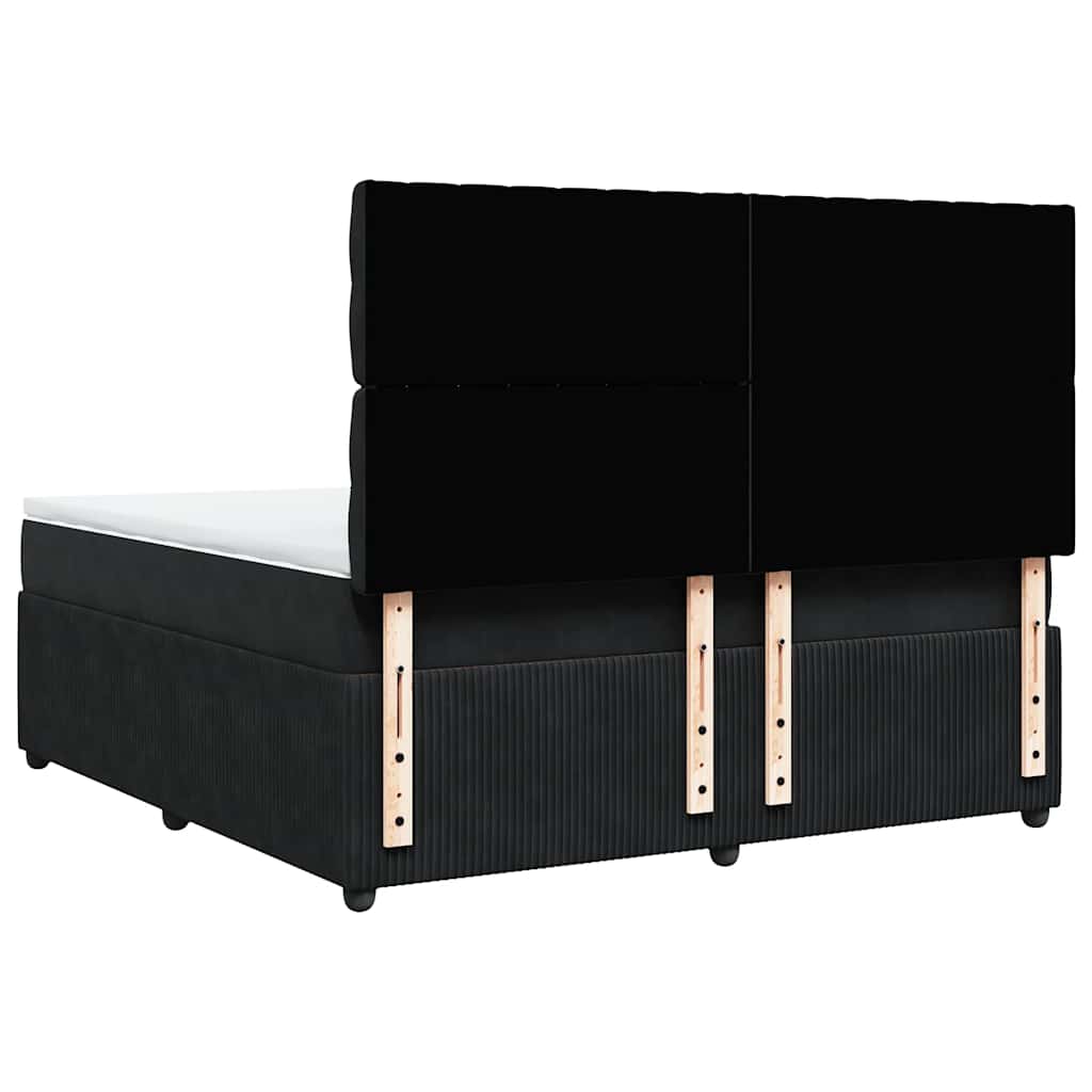 Κρεβάτι Boxspring με Στρώμα Μαύρο 180x200 εκ. Βελούδινο - Pakobazaar