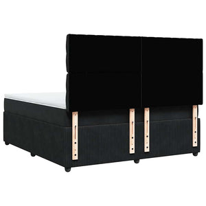 Κρεβάτι Boxspring με Στρώμα Μαύρο 180x200 εκ. Βελούδινο - Pakobazaar