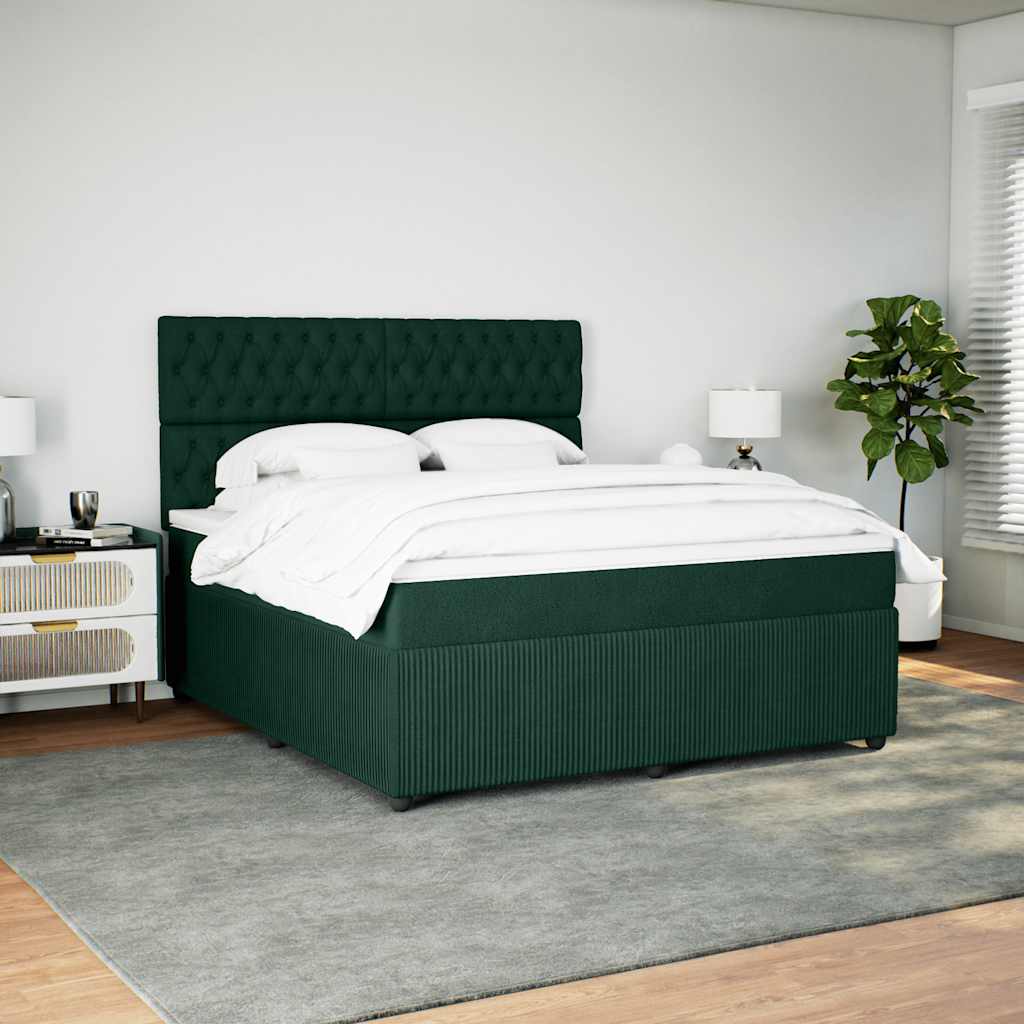 Κρεβάτι Boxspring με Στρώμα Σκούρο Πράσινο 180x200εκ. Βελούδινο