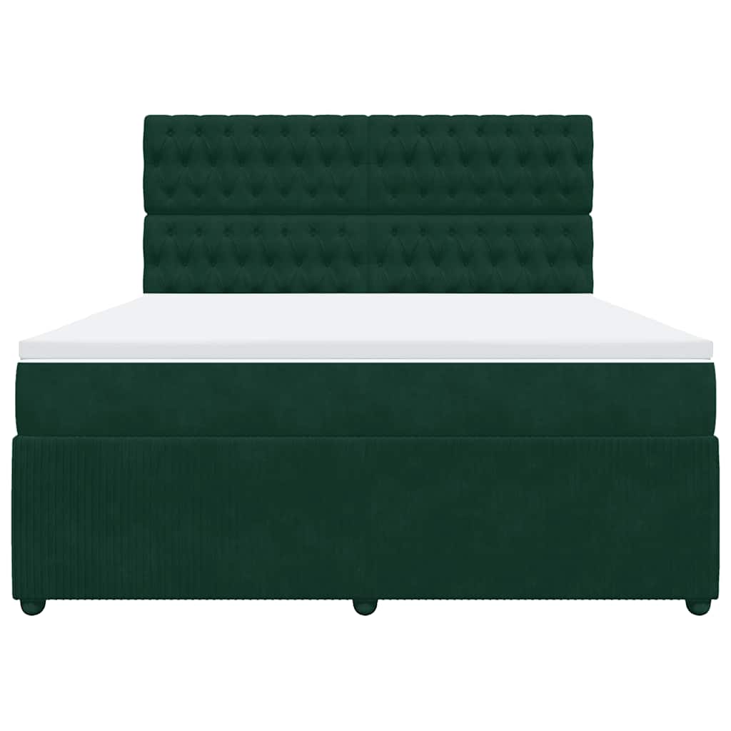 Κρεβάτι Boxspring με Στρώμα Σκούρο Πράσινο 180x200εκ. Βελούδινο