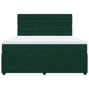 Κρεβάτι Boxspring με Στρώμα Σκούρο Πράσινο 180x200εκ. Βελούδινο