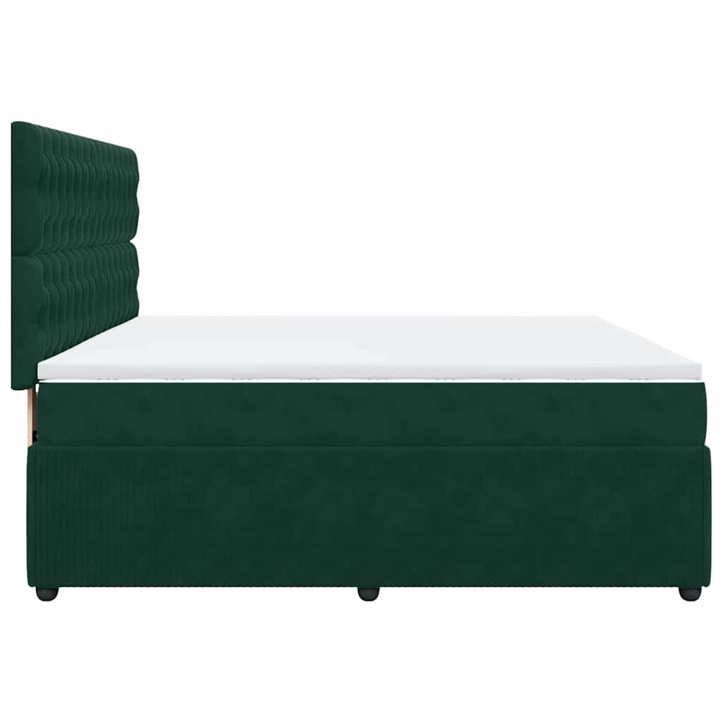 Κρεβάτι Boxspring με Στρώμα Σκούρο Πράσινο 180x200εκ. Βελούδινο
