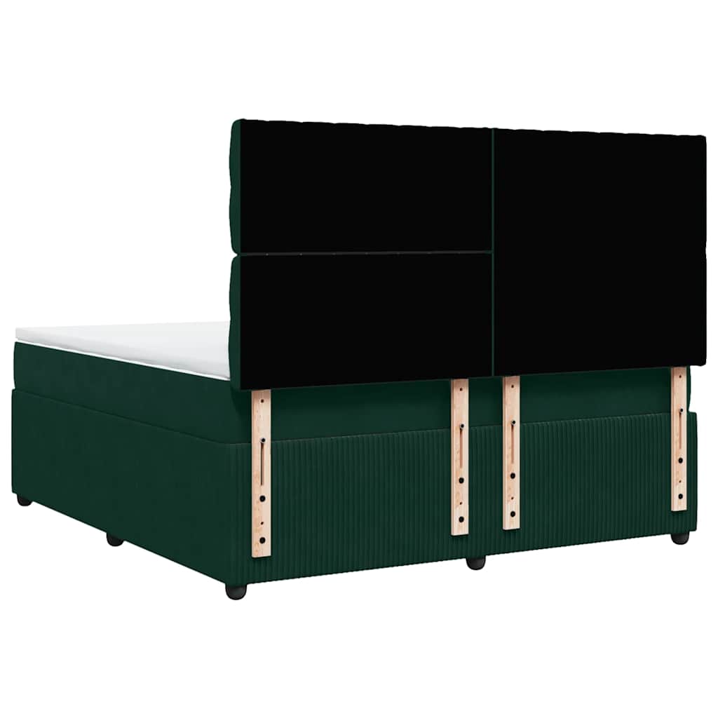 Κρεβάτι Boxspring με Στρώμα Σκούρο Πράσινο 180x200εκ. Βελούδινο