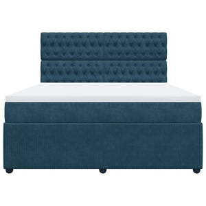 Κρεβάτι Boxspring με Στρώμα Σκούρο Μπλε 180x200 εκ. Βελούδινο - Pakobazaar