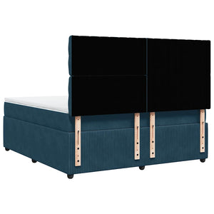 Κρεβάτι Boxspring με Στρώμα Σκούρο Μπλε 180x200 εκ. Βελούδινο - Pakobazaar