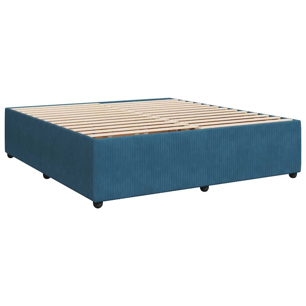 Κρεβάτι Boxspring με Στρώμα Σκούρο Μπλε 180x200 εκ. Βελούδινο - Pakobazaar