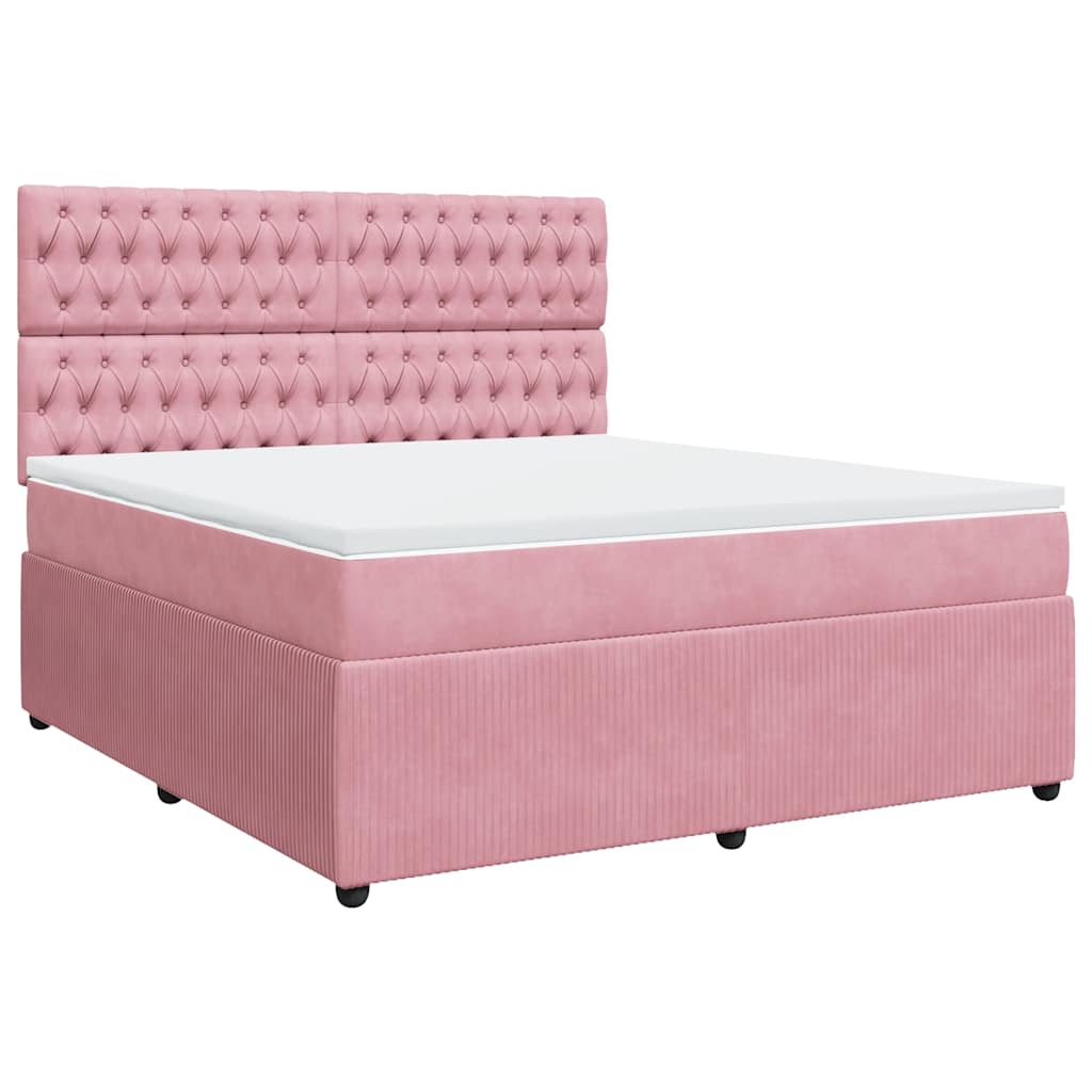 Κρεβάτι Boxspring με Στρώμα Ροζ 180x200 εκ. Βελούδινο