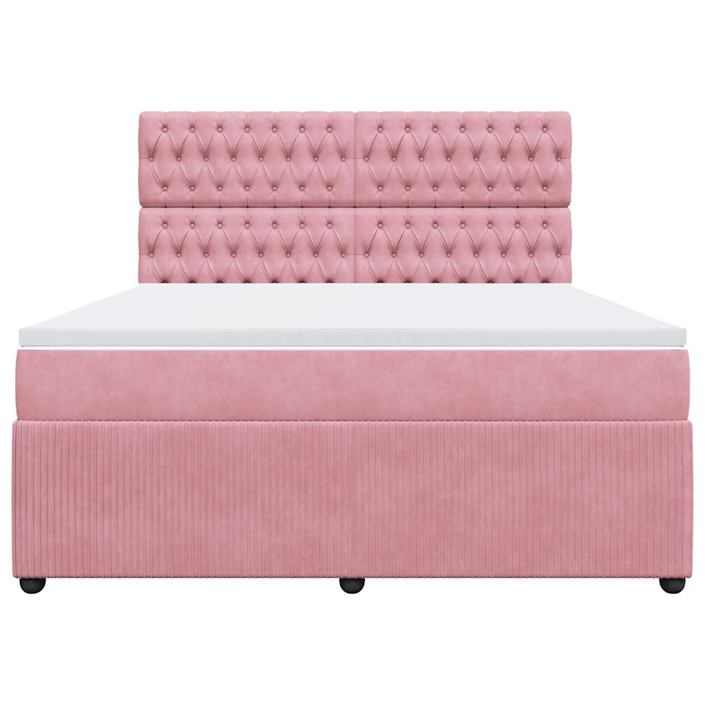 Κρεβάτι Boxspring με Στρώμα Ροζ 180x200 εκ. Βελούδινο