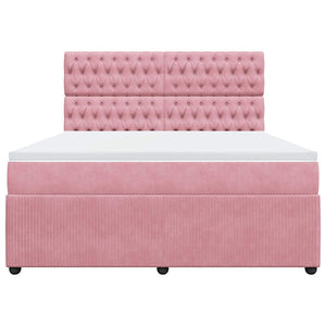 Κρεβάτι Boxspring με Στρώμα Ροζ 180x200 εκ. Βελούδινο