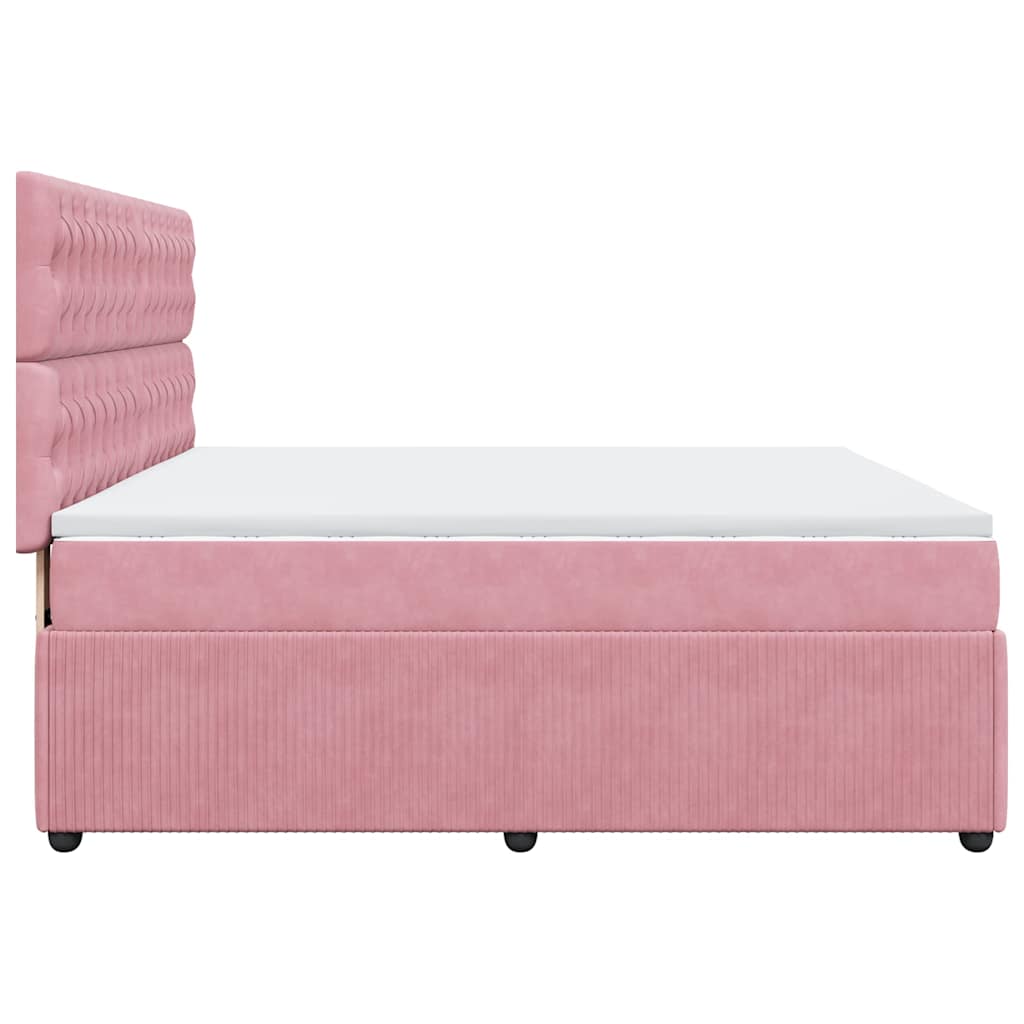 Κρεβάτι Boxspring με Στρώμα Ροζ 180x200 εκ. Βελούδινο