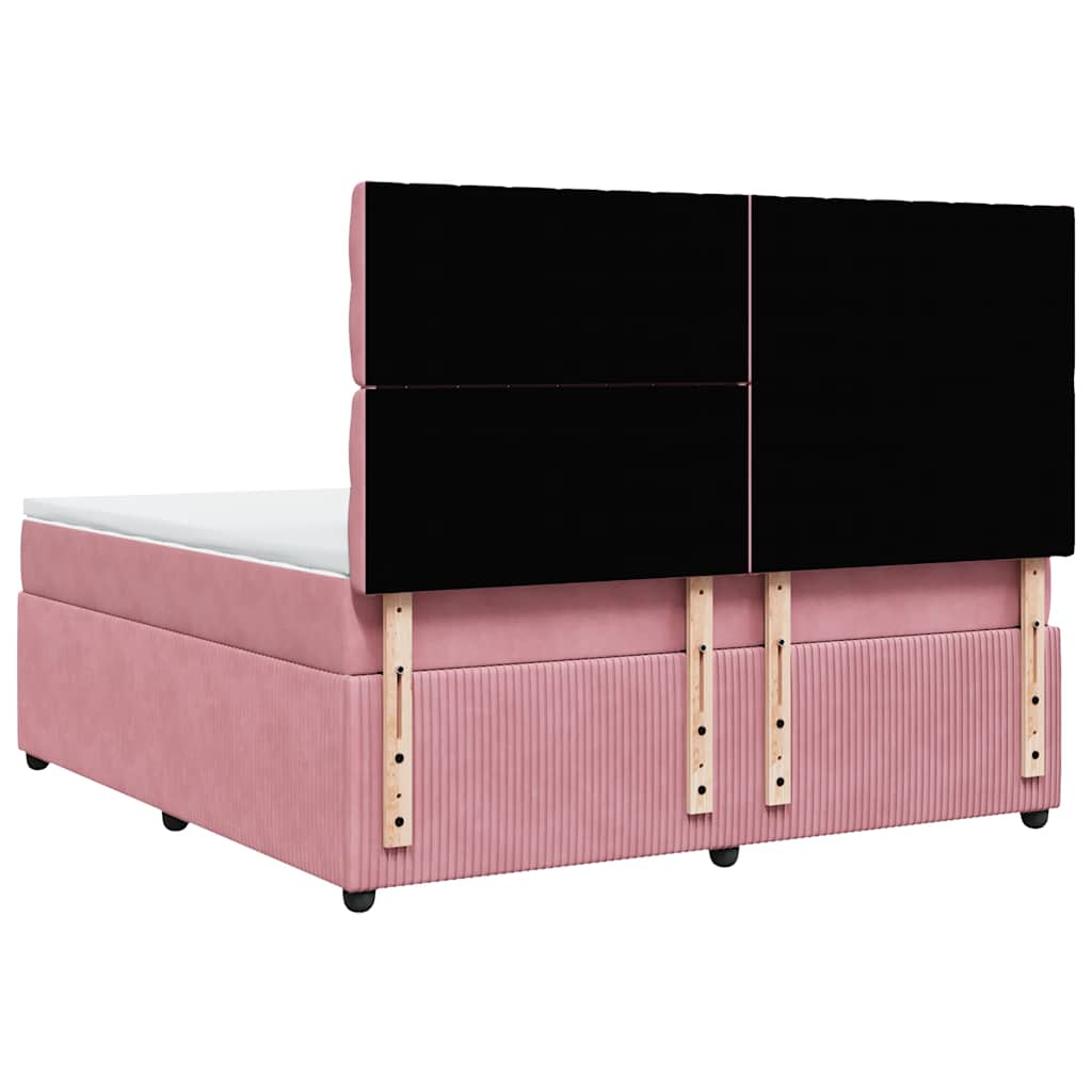 Κρεβάτι Boxspring με Στρώμα Ροζ 180x200 εκ. Βελούδινο