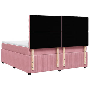 Κρεβάτι Boxspring με Στρώμα Ροζ 180x200 εκ. Βελούδινο