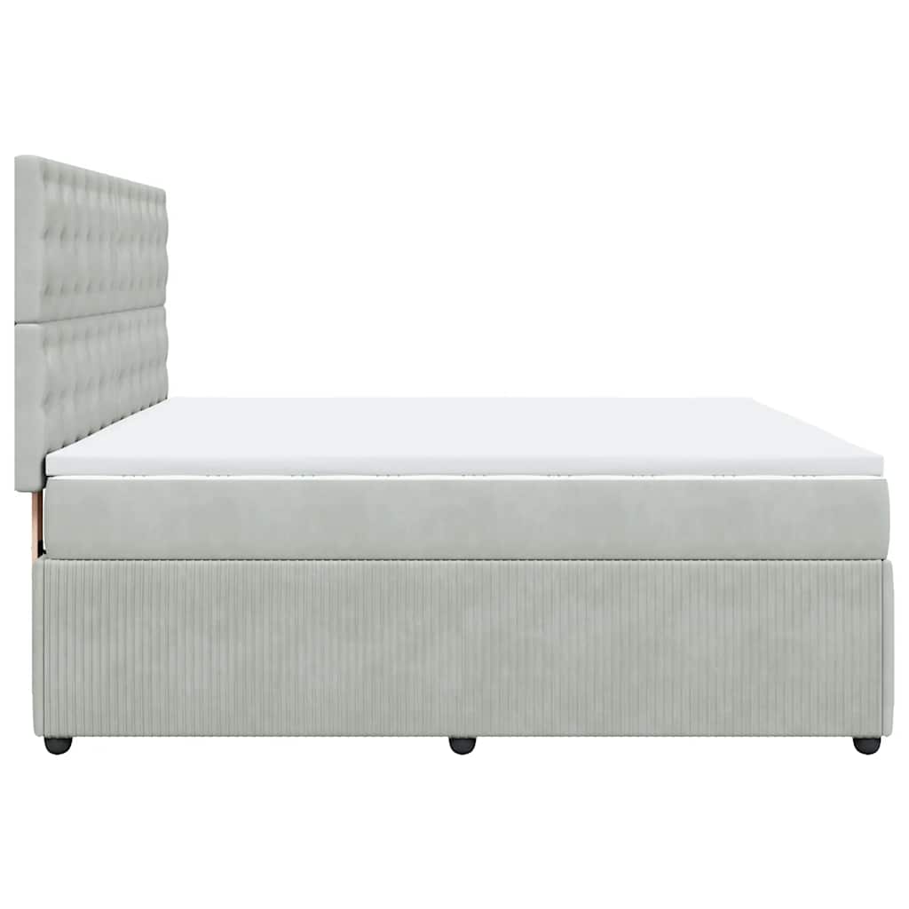 Κρεβάτι Boxspring με Στρώμα Ανοιχτό Γκρι 180x200 εκ. Βελούδινο - Pakobazaar