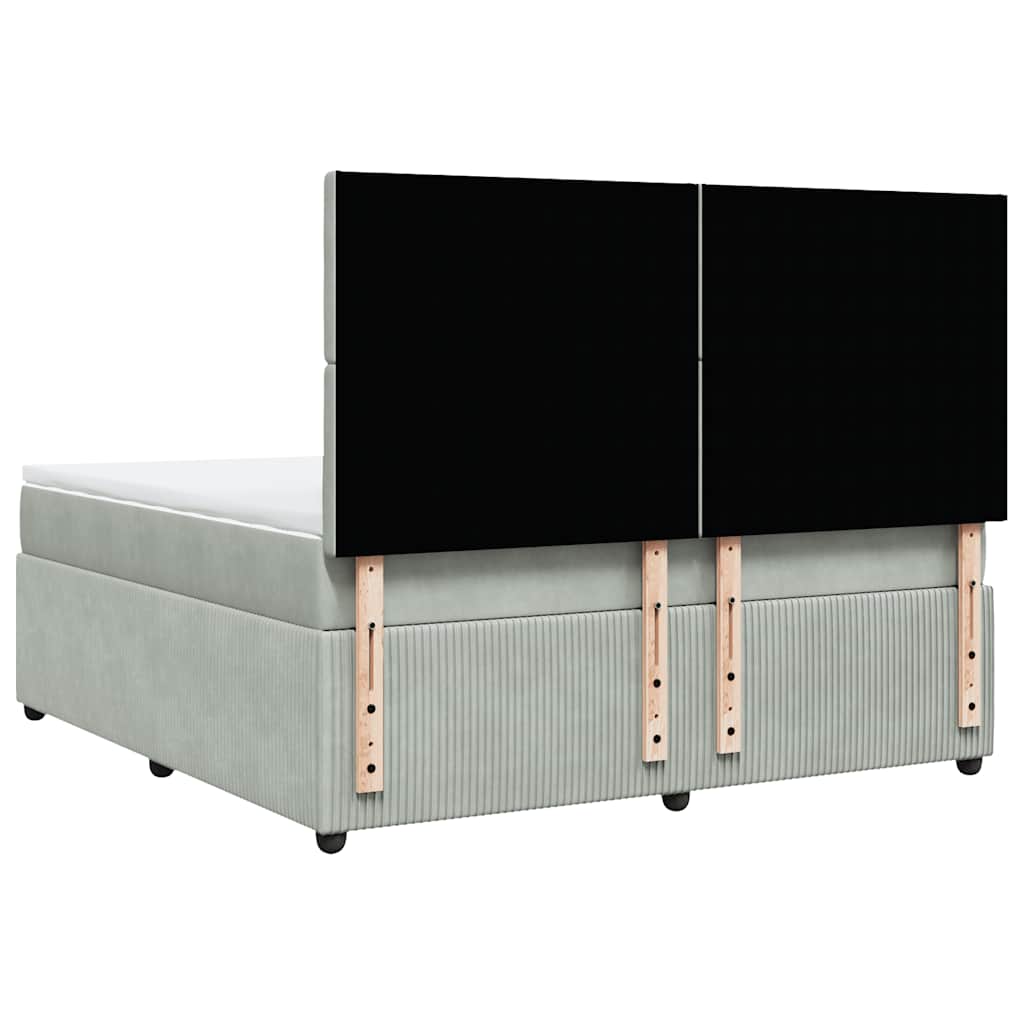 Κρεβάτι Boxspring με Στρώμα Ανοιχτό Γκρι 180x200 εκ. Βελούδινο - Pakobazaar