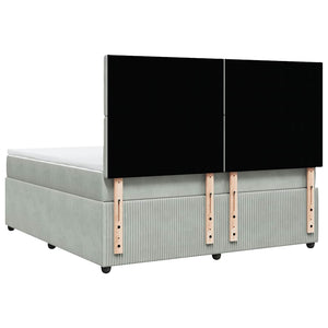 Κρεβάτι Boxspring με Στρώμα Ανοιχτό Γκρι 180x200 εκ. Βελούδινο - Pakobazaar