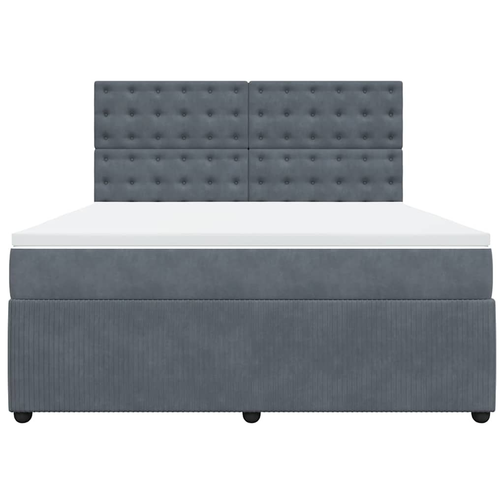 Κρεβάτι Boxspring με Στρώμα Σκούρο Γκρι 180x200 εκ. Βελούδινο