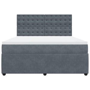 Κρεβάτι Boxspring με Στρώμα Σκούρο Γκρι 180x200 εκ. Βελούδινο