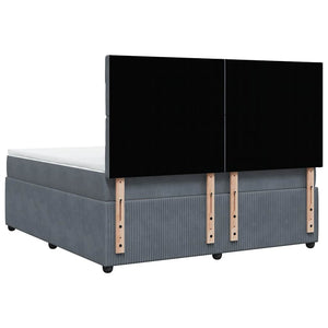 Κρεβάτι Boxspring με Στρώμα Σκούρο Γκρι 180x200 εκ. Βελούδινο