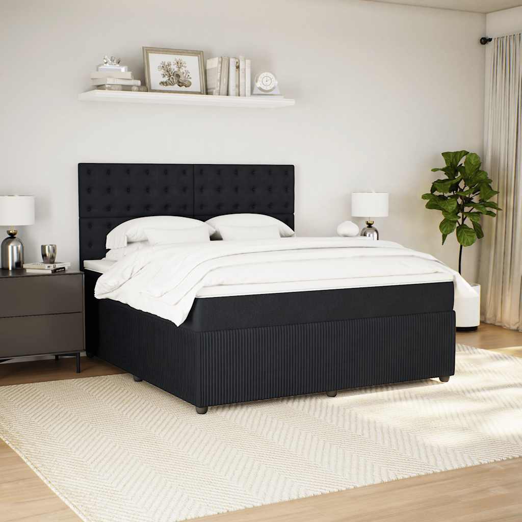 Κρεβάτι Boxspring με Στρώμα Μαύρο 180x200 εκ. Βελούδινο