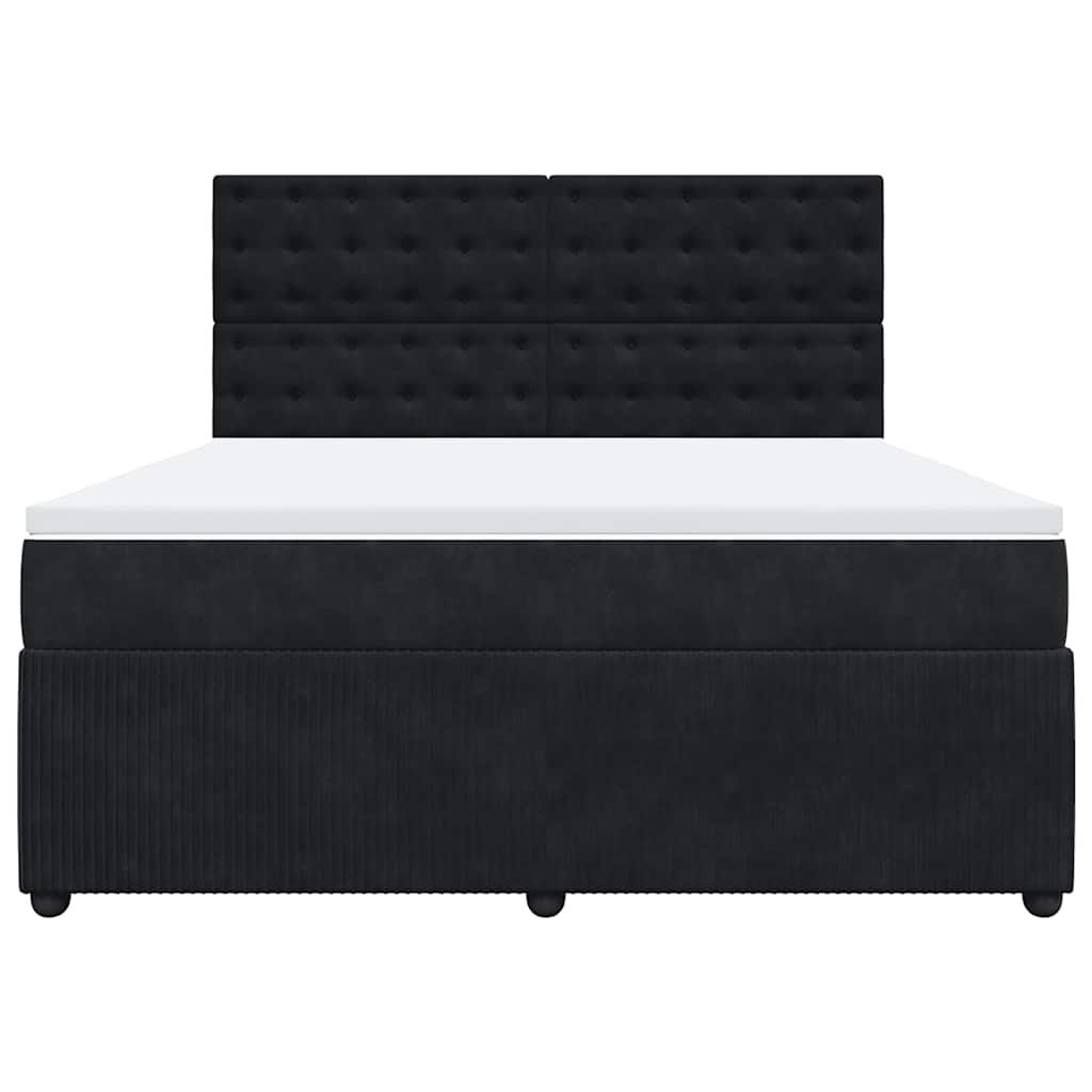 Κρεβάτι Boxspring με Στρώμα Μαύρο 180x200 εκ. Βελούδινο
