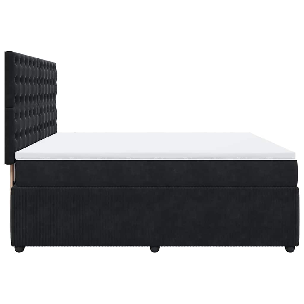 Κρεβάτι Boxspring με Στρώμα Μαύρο 180x200 εκ. Βελούδινο