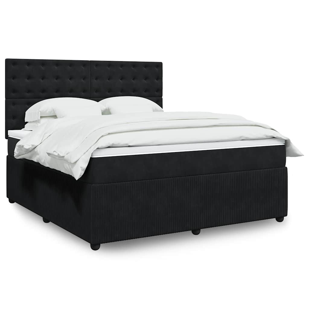 Κρεβάτι Boxspring με Στρώμα Μαύρο 180x200 εκ. Βελούδινο