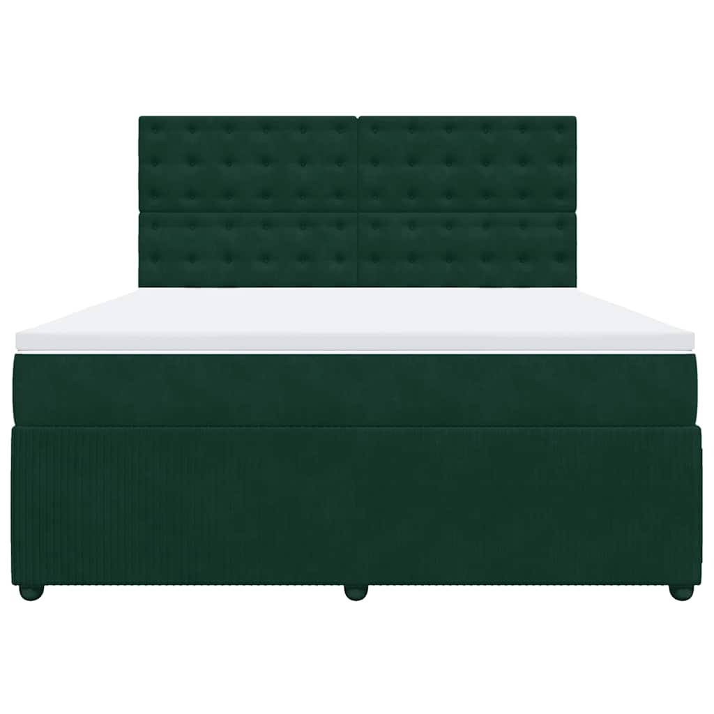 Κρεβάτι Boxspring με Στρώμα Σκούρο Πράσινο 180x200εκ. Βελούδινο