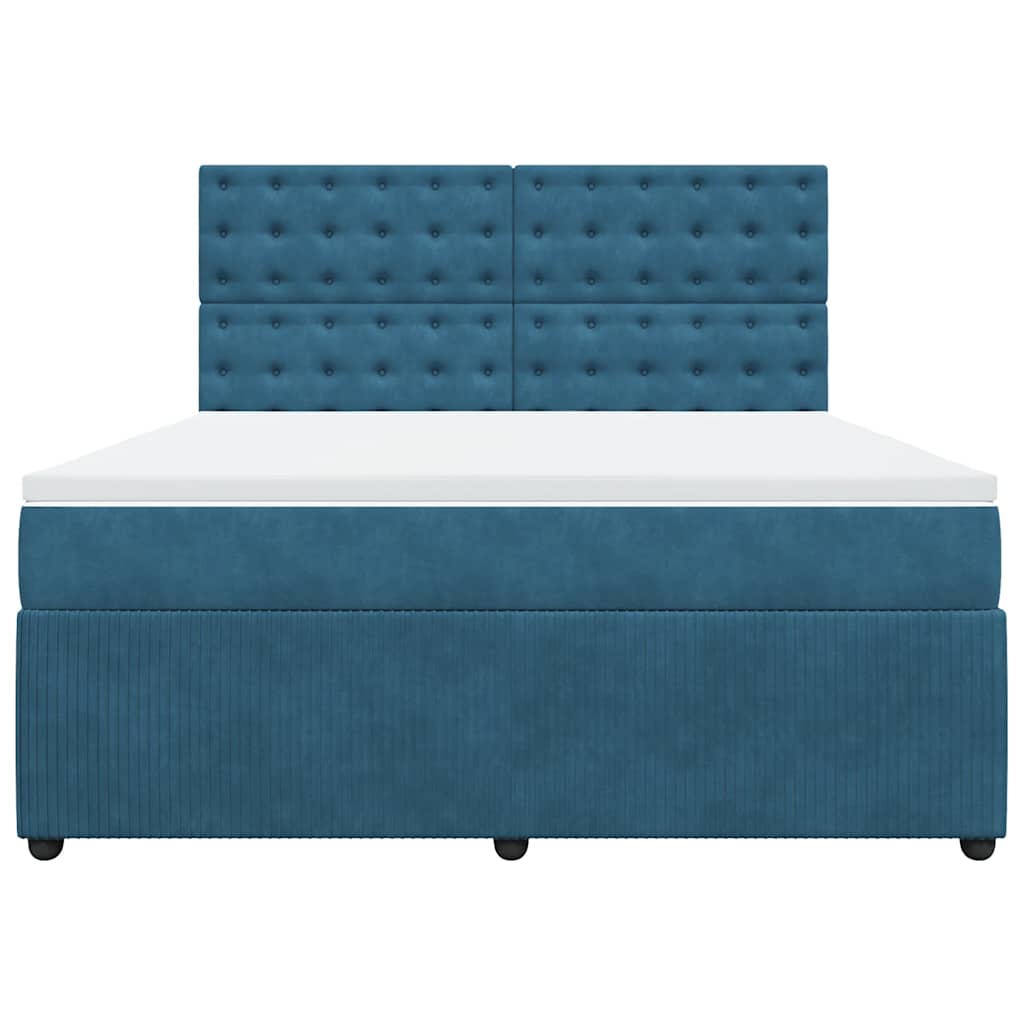 Κρεβάτι Boxspring με Στρώμα Σκούρο Μπλε 180x200 εκ. Βελούδινο