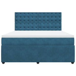 Κρεβάτι Boxspring με Στρώμα Σκούρο Μπλε 180x200 εκ. Βελούδινο