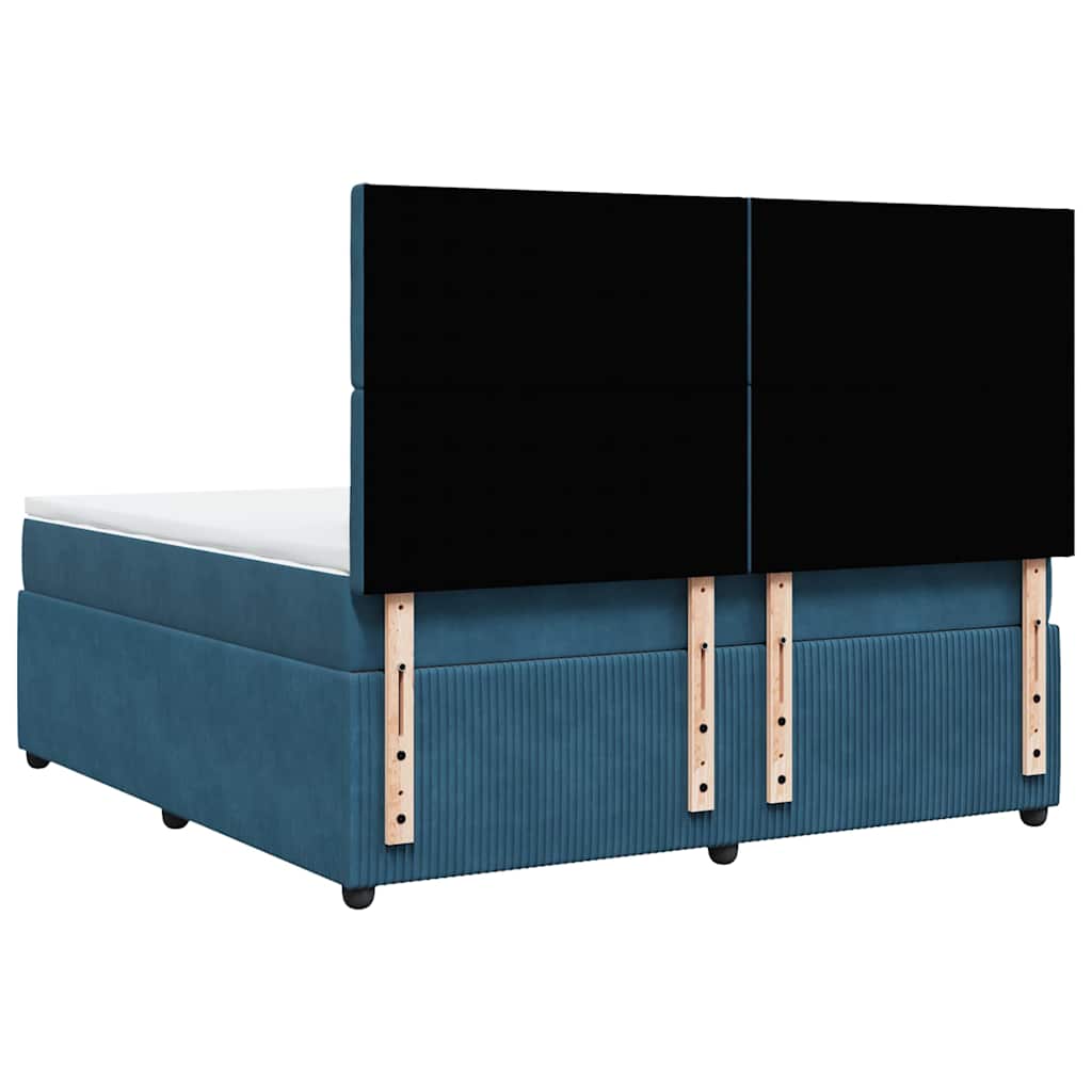 Κρεβάτι Boxspring με Στρώμα Σκούρο Μπλε 180x200 εκ. Βελούδινο