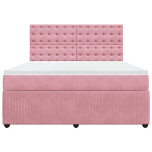 Κρεβάτι Boxspring με Στρώμα Ροζ 180x200 εκ. Βελούδινο