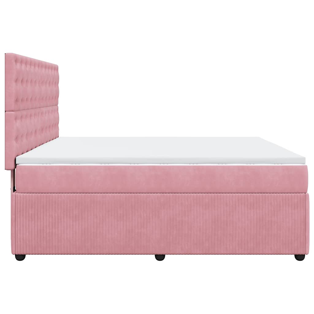 Κρεβάτι Boxspring με Στρώμα Ροζ 180x200 εκ. Βελούδινο