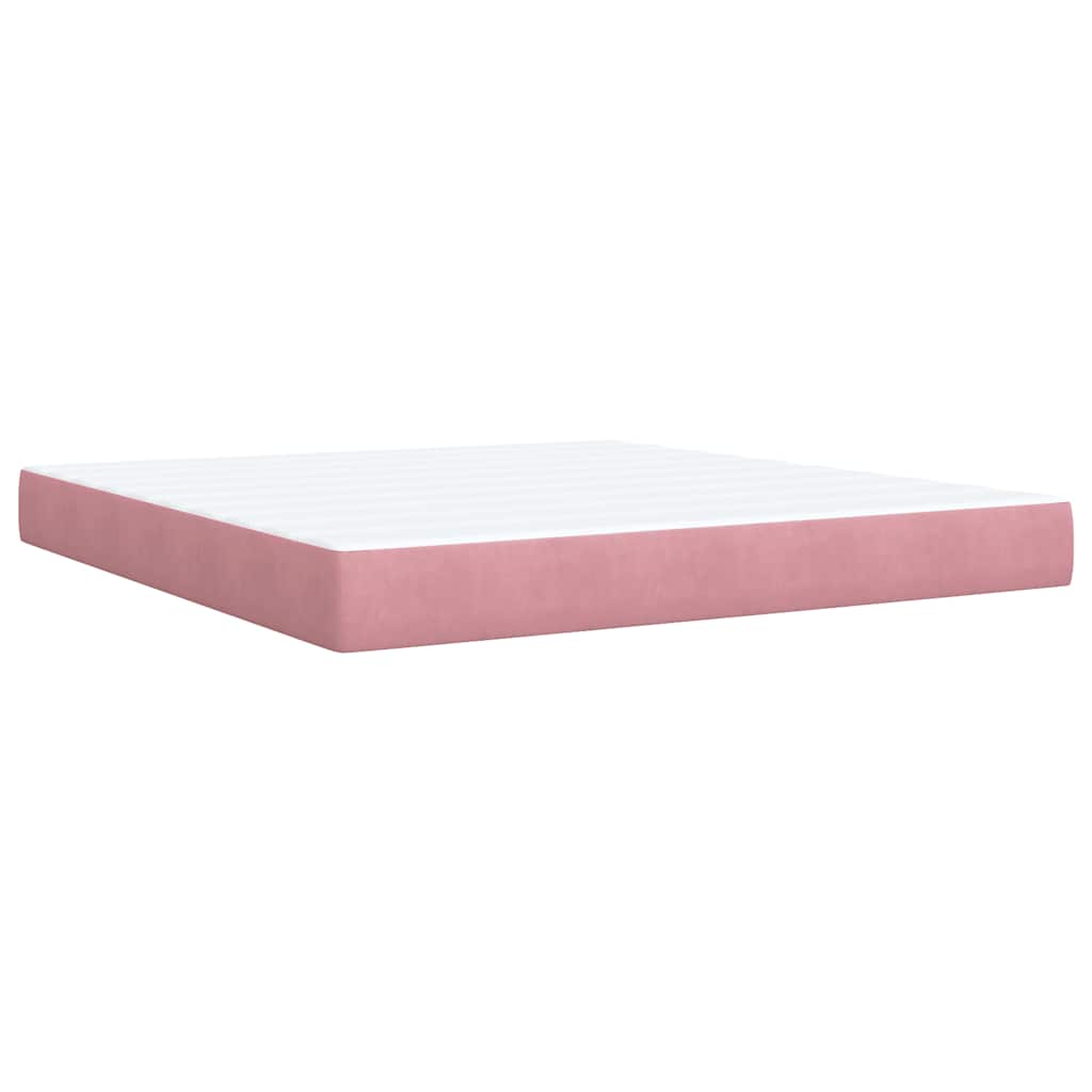 Κρεβάτι Boxspring με Στρώμα Ροζ 180x200 εκ. Βελούδινο