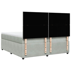 Κρεβάτι Boxspring με Στρώμα Ανοιχτό Γκρι 200x200 εκ. Βελούδινο - Pakobazaar